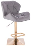 LuxuryForm DESIGN Barová stolička MILANO na zlatej hranatej podstave - šedá