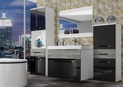 Kúpeľňový nábytok Belini čierny lesk / šedý antracit Glamour Wood + umývadlo + zrkadlo  ROD PM 5/0/W/BGW/0/ZW