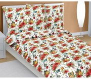 Bellatex Vianočné bavlnené obliečky Hviezda, 140 x 200 cm, 70 x 90 cm