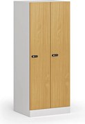 Šatníková skrinka S1 znížená, 2 oddiely, 1500 x 600 x 500 mm, demont, mechanický kódový zámok, laminované dvere, buk