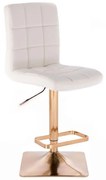 LuxuryForm DESIGN Barová stolička TOLEDO na zlatej hranatej podstave - biela