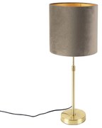 Stolná lampa zlatá/mosadzná s hnedým zamatovým tienidlom 25 cm - Parte
