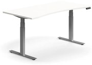 Výškovo nastaviteľný stôl QBUS, s výrezom, 1600x800 mm, strieborný rám, biela