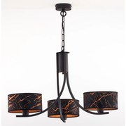 Jupiter 2106- Luster na reťazi ARTHUR 3xE27/15W/230V čierna/oranžová/mramorový dekor