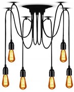 Toolight - Stropná lampa Spider 6xE27, čierna, OSW-00017