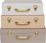 Detské retro kufríky prírodná/hnedá 3ks