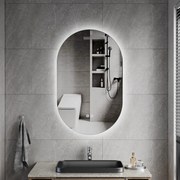 Erga Dalia, oválne LED zrkadlo 50x80cm, 3 farby svetla, zadné osvetlenie, vyhrievacia podložka proti zapareniu, ERG-V01-Dalia-5080-CL
