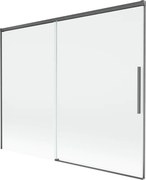 Mexen Rox, 2-krídlová posuvná vaňová zástena 190 x 150 cm, 8mm číre sklo, brúsený grafit profil, 8C9-190-001-66-00