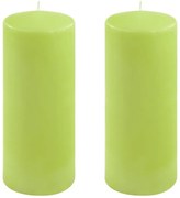 Sada stĺpových sviečok, 25 cm, Ø10 cm, svetlozelená, 2 ks