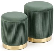 Taburet Monty, tmavo zelená / zlatá