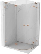 Mexen Lunar, L polkruhový sprchový kút naklápací doľava 100 x 80 cm, 8mm číre sklo, profil medená matná, 833L-100L-080P-65-00