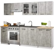 Kuchynská linka OLIVIA 2.4 m s vitrínou betón