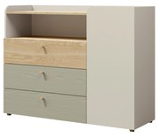 Komoda Yoda 9 (svetlobéžová + dub olejovaný + eukalyptus). Akcia -19%. Vlastná spoľahlivá doprava až k Vám domov. 1087374