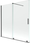 Mexen Velar, 2-krídlová posuvná vaňová zástena 160 x 150 cm, 8mm číre sklo, grafitový matný profil, 896-160-000-01-66