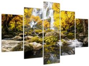 Obraz - Vodopády v jesennej krajine, žlté (150x105 cm)