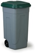 Mobil Plastic Mobilný plastový odpadkový kôš 100 L, zelené veko