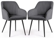 Sada dvoch jedálenských stoličiek FLORENCE zamatové, grafitové / čierne nohy (2 ks)