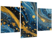 Obraz - Modrá abstrakcia so zlatom (90x60 cm)