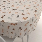 Biante Bavlnený oválny obrus Sandra SA-620 Psí kamaráti na krémovom 50x100 cm