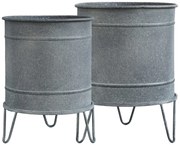 2ks dekoračné plechové antik kvetináče na nôžkach French - Ø 30*40 / Ø 27*36cm