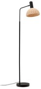 Stojacia lampa s ratanovým tienidlom v čierno-prírodnej farbe (výška 157 cm) Damila – Kave Home