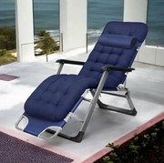 Záhradné lehátko so sivým rámom a vankúšom modrá