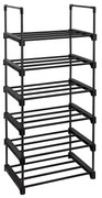 Stojan na topánky, kovový, 6 políc, čierny, 106x45x30cm