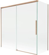 Mexen Rox, 2-krídlová posuvná vaňová zástena 160 + 75 x 150 cm, 8mm číre sklo, medený matný profil, 8C9-160-075-65-00