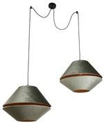 Závesná lampa čierna s dvojitým zamatovým tienidlom zelená so zlatým interiérom 2-svetlá - Cava Luxe