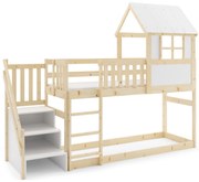 Posteľ ANTRESOLA 200×90 cm so schodíkmi a strieškou – borovica
