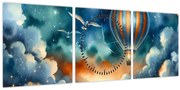 Obraz - Lietať nočnou oblohou (s hodinami) (90x30 cm)