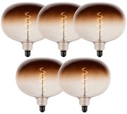 Sada 5 stmievateľných LED žiaroviek E27 G220 hnedá 4,9W 130 lm 1800K