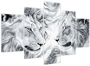 Obraz - Kreslené levie hlavy (150x105 cm)