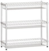 Drôtený regál s košovými policami, 900 x 900 x 350 mm, 3 police