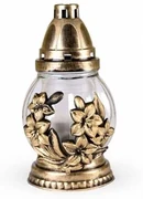 Sklenená lampa s plastickým dekorom Kvet, zlatá