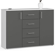 Komoda TORVI K 110 cm matná biela/matná grafitovo sivá