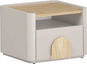 Nočný stolík Amilio 50 cm - kašmírová / dub olejovaný / dub svetlý