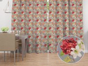 Biante Dekoračný záves PML-092 Hortenzie a ľalie na sivom 145x140 cm
