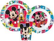 Súprava plastového riadu Disney - Mickey Mouse a Pes Pluto s kelímkom - 3 diely