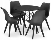 Jedálenský stôl TODI čierny 80 cm so štyrmi stoličkami MARK čierne