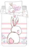 Bielo-ružové bavlnené detské obliečky do postieľky 100x135 cm Bunny "Sweet" – Jerry Fabrics