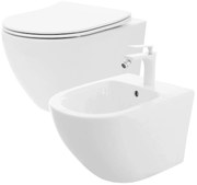 Rea, Sada závesnej WC misy REA CARLO Flat Mini Rimless + závesného Bidetu REA CARLO Mini, KPL-C2760