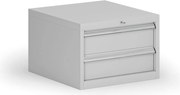 Závesný dielenský box k stolu G8, 2 zásuvky, 560 x 600 x 383 mm, sivá