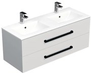 Kúpeľňová skrinka s čiernou úchytkou a umývadlom SAT Cube Way 120x53x46 cm biely lesk CUBE46C1202BIMOD