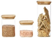 5Five® Súprava sklenených hranatých dóz s bambusovým vekom 0,5 l + 1 l + 1,8 l