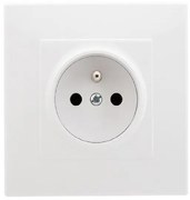 GP-1LZP Uzemnená single zásuvka s uzávermi pre prúdové cesty biely