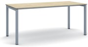 Rokovací kancelársky stôl PRIMO SQUARE, 180x80 cm, sivostrieborná podnož, dub prírodný