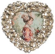 Strieborný antik fotorámik srdca s kvetmi - 15*2*17cm / 10*10 cm