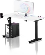 Elektrický herný stôl RGB s držiakmi, bielo-čierny, 140 cm: Diablo X-Forge 1400