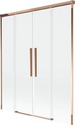 Mexen Rox, 2-krídlová posuvná vaňová zástena 140 x 150 cm, 8mm číre sklo, ružové zlato profil, 8C9-140-002-60-00